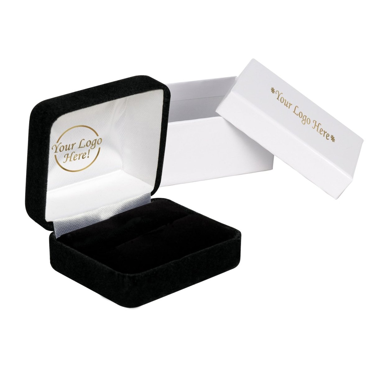 Plushed Velour Double Ring Box - Prestige and Fancy - Two Piece Packer