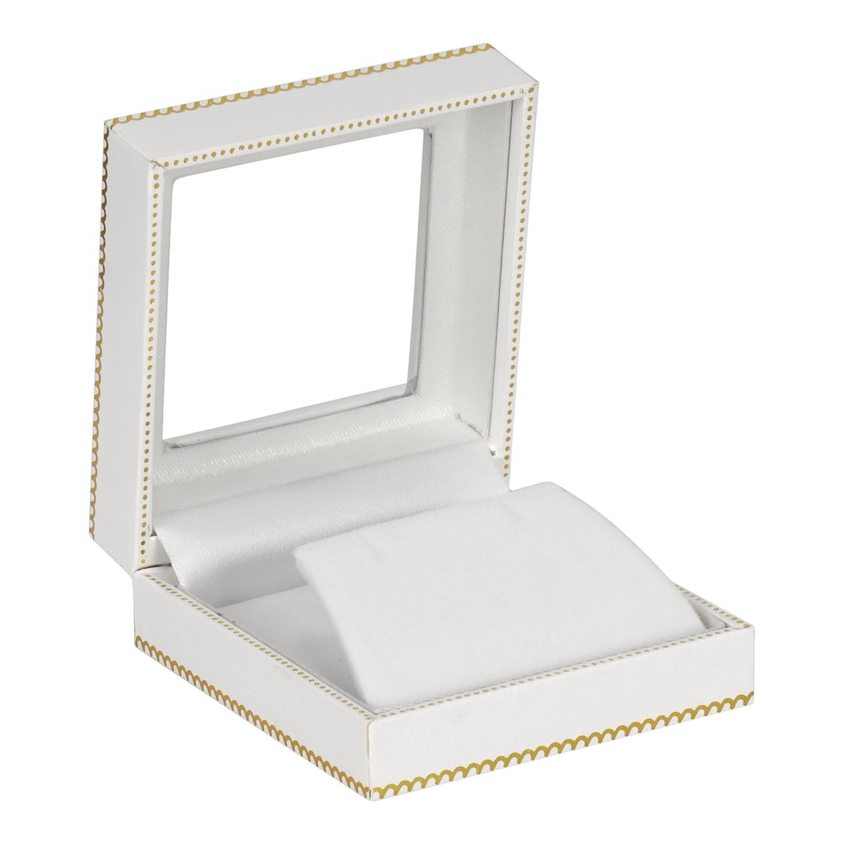 Window Leatherette Earring and Pendant Box - Prestige and Fancy - White