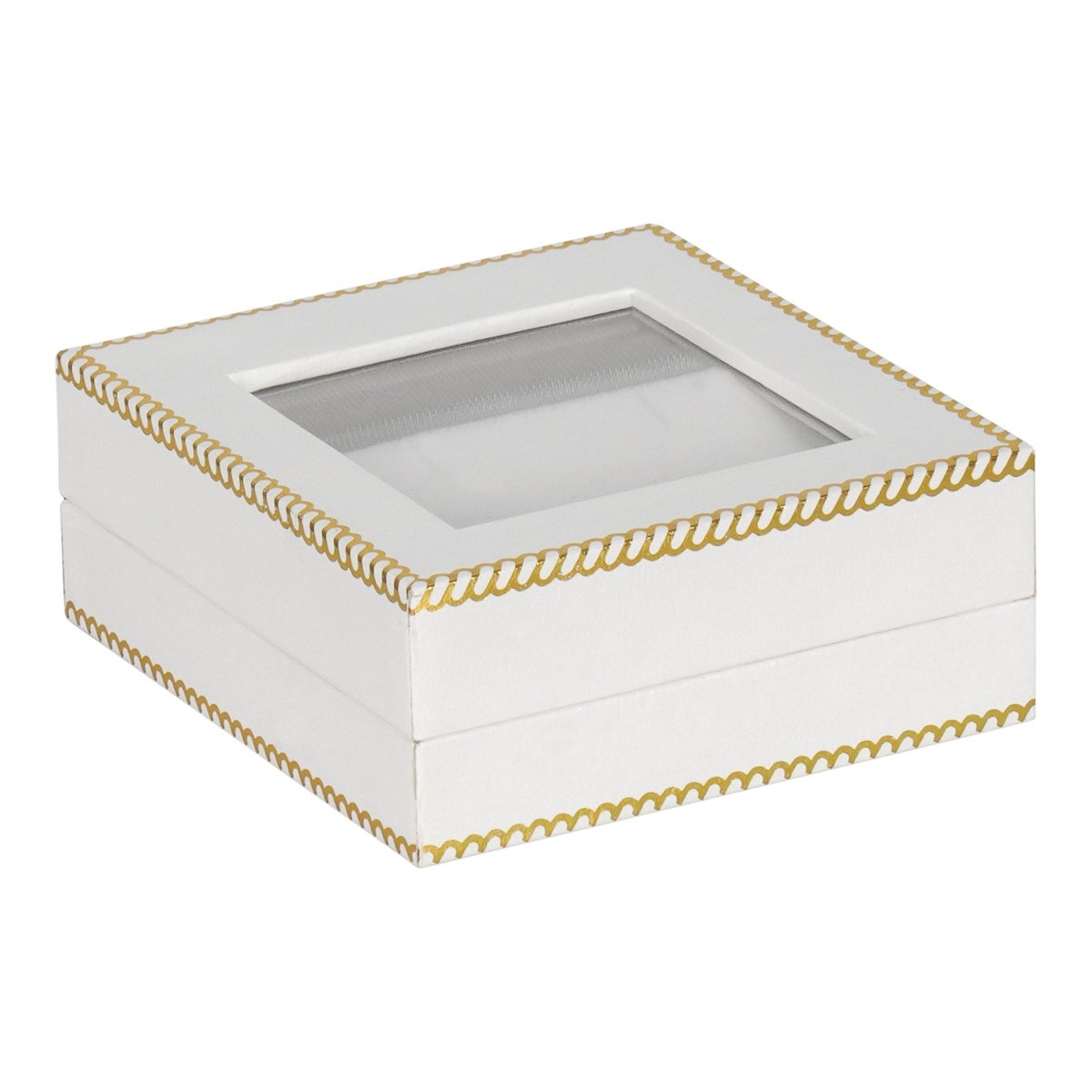 Window Leatherette Earring and Pendant Box - Prestige and Fancy - White