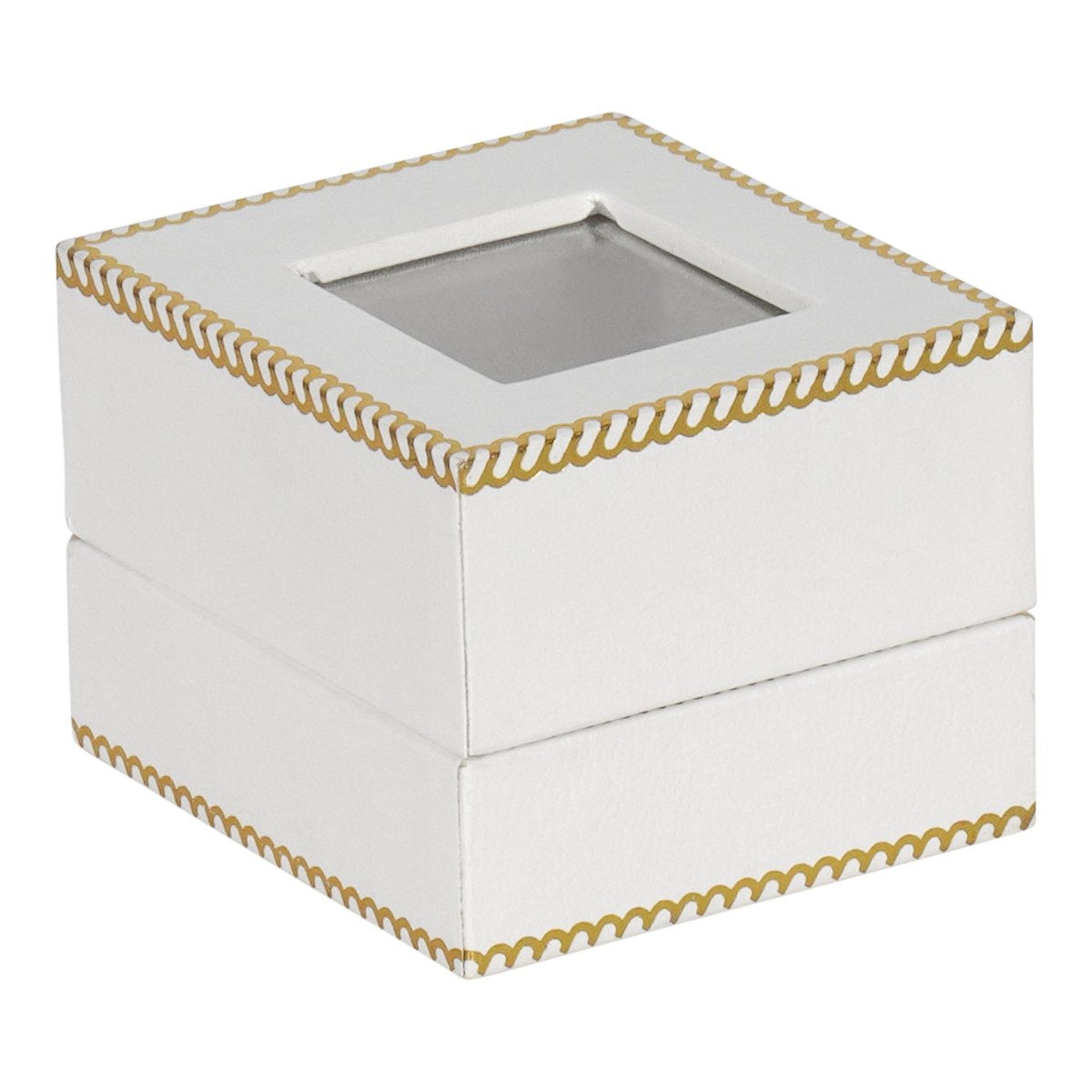 Window Leatherette Ring Box - Prestige and Fancy - White