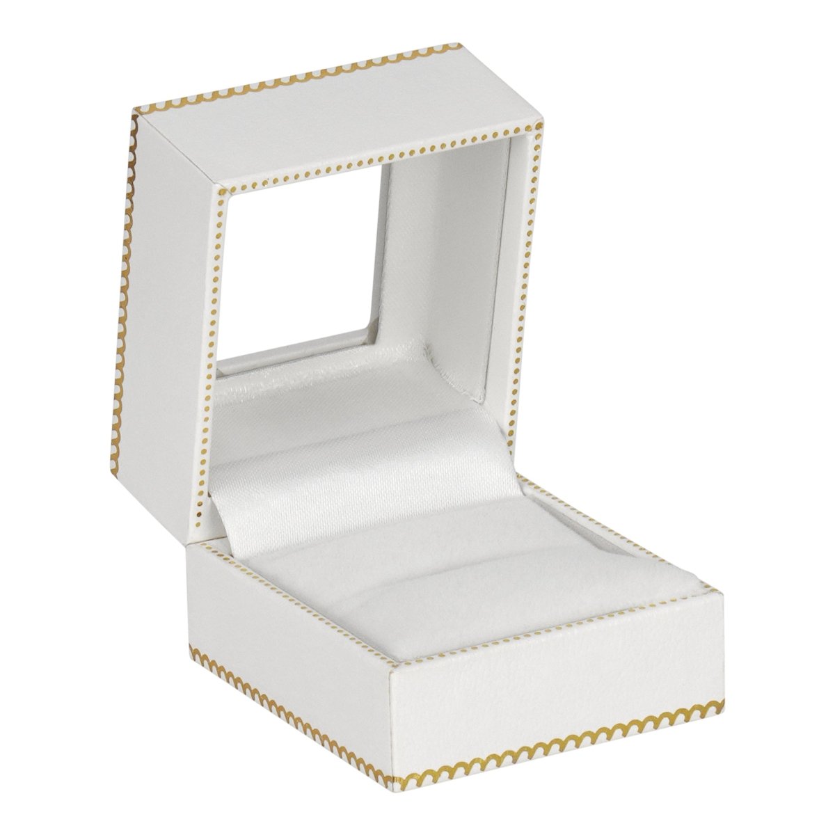 Window Leatherette Ring Box - Prestige and Fancy - White