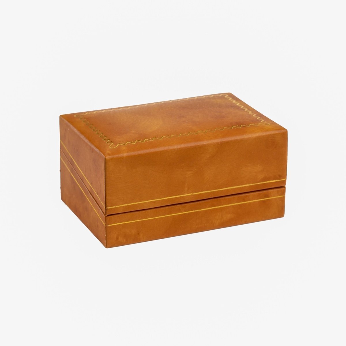Woodgrain Leatherette Double Ring Box - Prestige and Fancy -